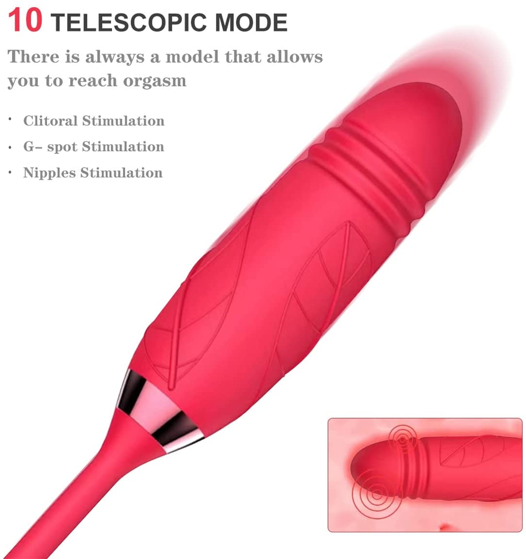 Upgurde 2 in 1 Rose Toys for Woman Pleasure Toy with Thrusting Dildo