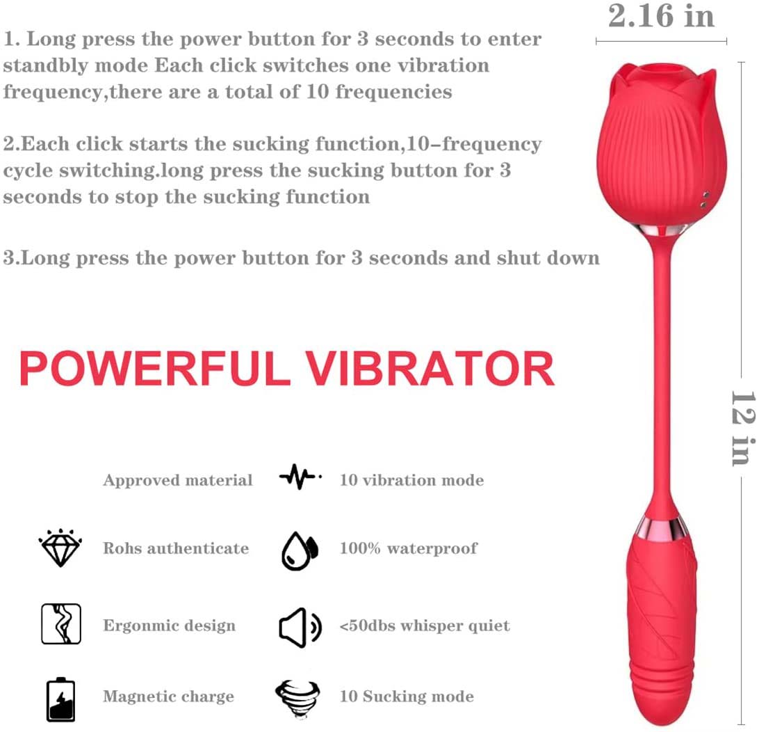 Upgurde 2 in 1 Rose Toys for Woman Pleasure Toy with Thrusting Dildo